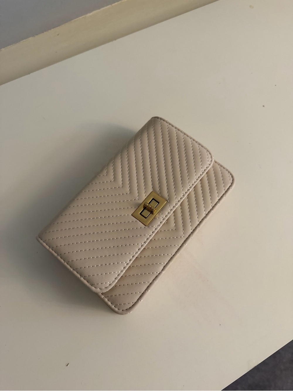 Altar'd State Quilted Cream Wristlet Clutch with Gold Hardware
